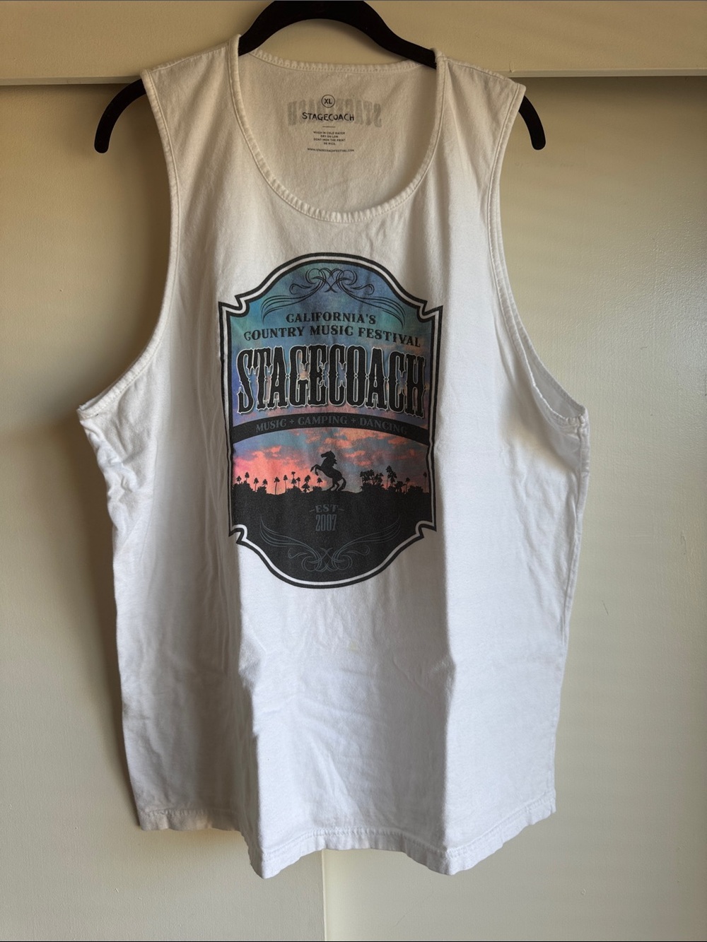Stagecoach 2007 White Graphic Tank Top - Men's Festival Muscle Tee